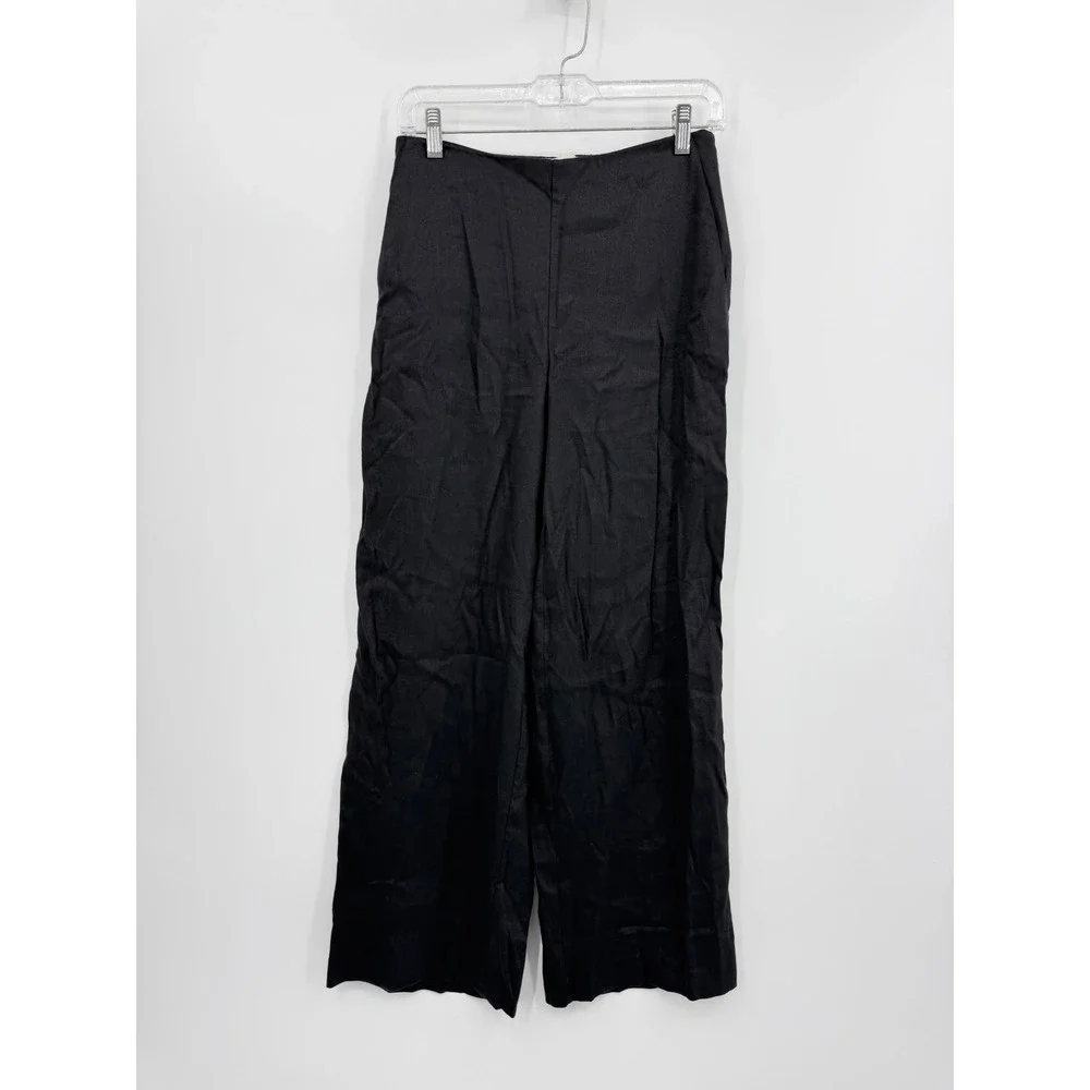 Babaton‎ Aritzia parity Wide Leg Trousers sz 2 Black Linen Blend High Waist